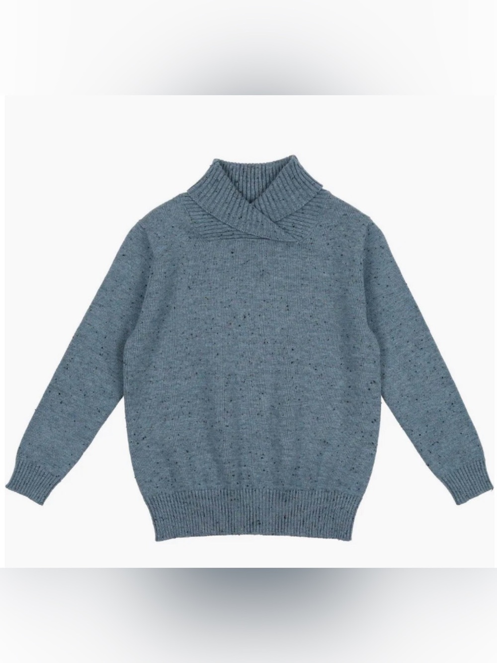NWT Maniere Child Shawl Collar Relaxed Fit Sweater freckled blue Size 2T